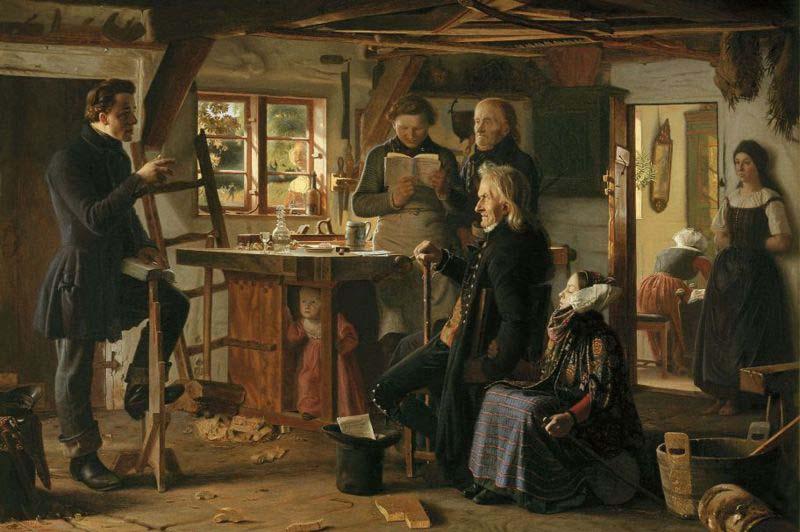 Christen Dalsgaard Mormons visit a country carpenter oil painting image